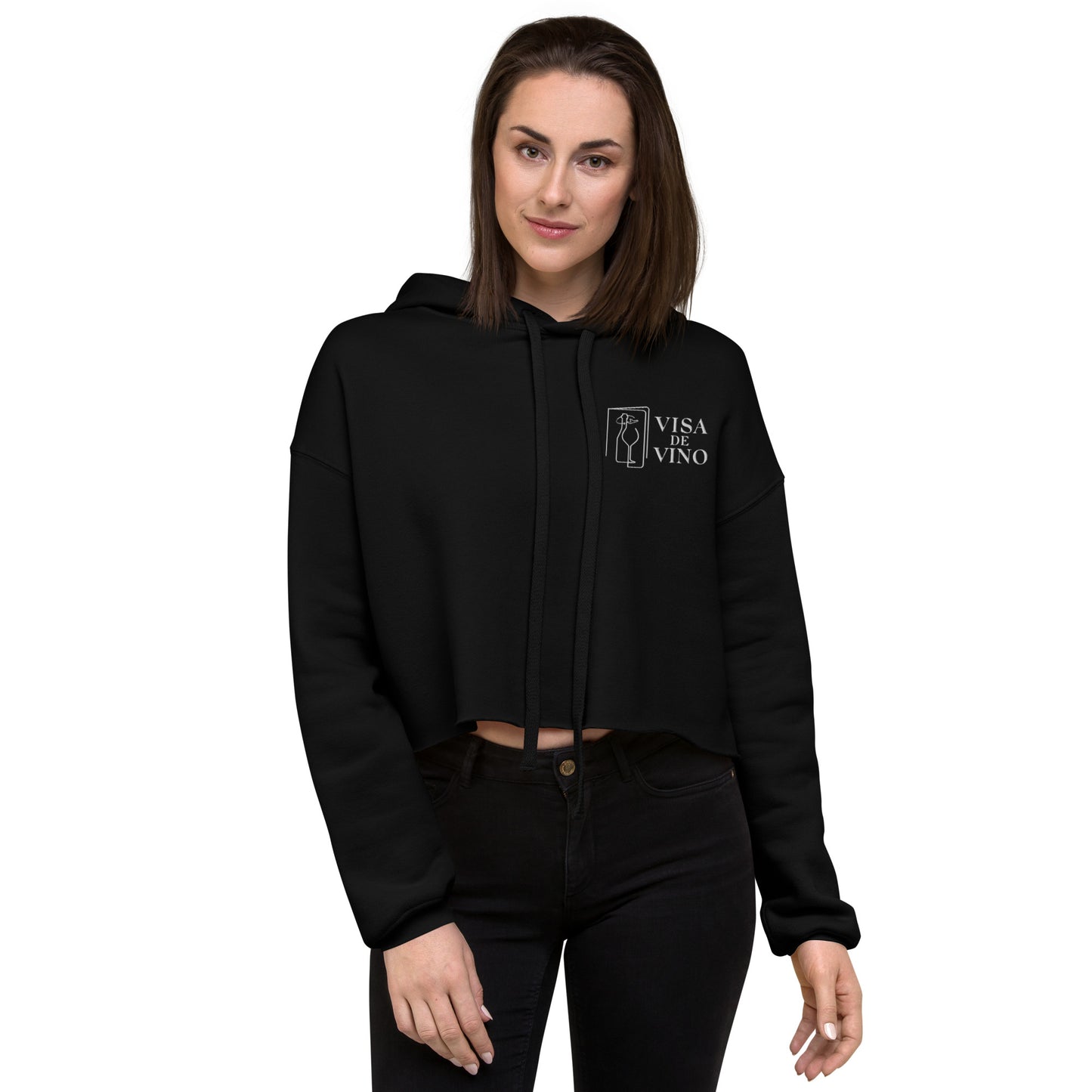 Visa de Vino Cropped Embroidered Hoodie