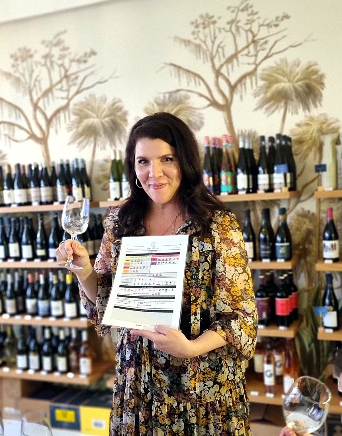 Kelly leading a guided wine tasting